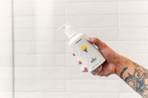 Bottle of Highland The Wash in a shower