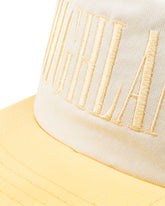 Cream yellow baseball cap with raised embroidered &#39;MILAN&#39; on front
